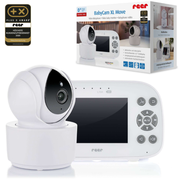 Reer BabyCam XL Move Video-Babyphone Set mit ferngesteuerter Kamera und 4,3 Zoll TFT-Farbbildschirm – erhältlich bei Baby-Land Crimmitschau.